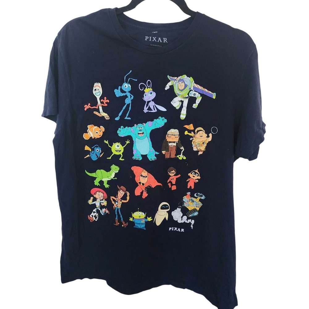 Disney Pixar Kids Navy Blue Character Collage Graphic T-Shirt LG Toy Story Up
